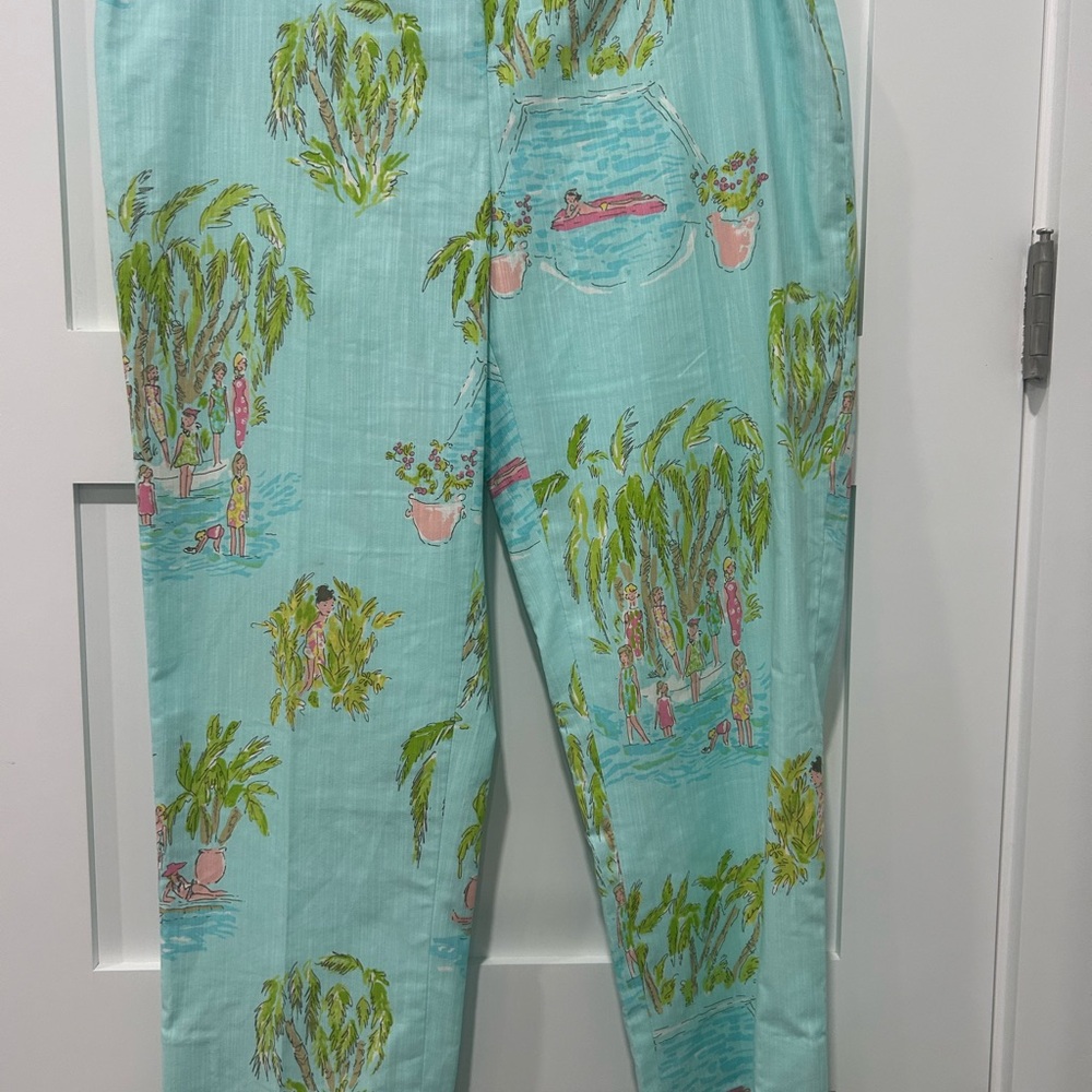 Vibrant Aqua Patterned Pants